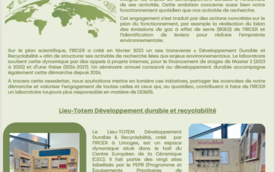 Premier numéro de la newsletter Développement Durable & Responsabilité Sociétale de l’IRCER